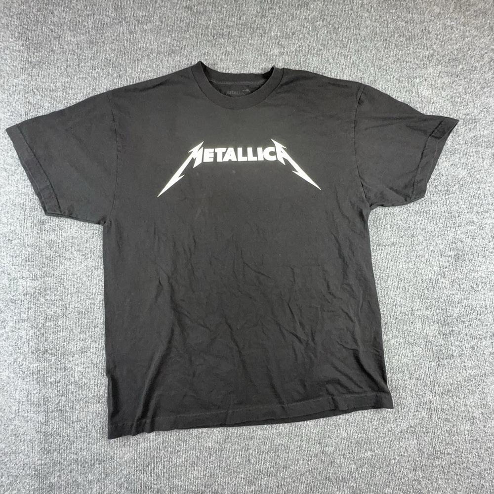 Metallica Shirt Mens 2XL Black Logo Graphic Band Tee Heavy Metal Rock Music